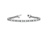 Round and Emerald Cut White Lab-Grown Diamond G-H SI 14k White Gold Tennis Bracelet 7.00ctw