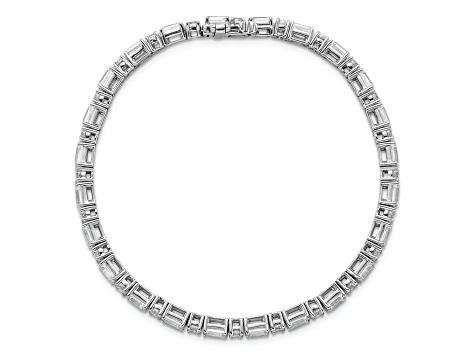 Round and Emerald Cut White Lab-Grown Diamond G-H SI 14k White Gold Tennis Bracelet 7.00ctw