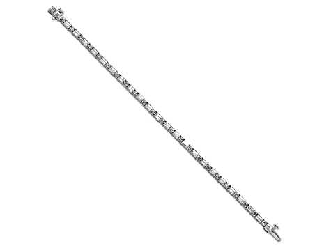 Round and Emerald Cut White Lab-Grown Diamond G-H SI 14k White Gold Tennis Bracelet 7.00ctw