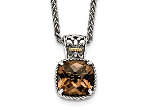 Sterling Silver Antiqued with 14K Accent Smoky Quartz Necklace