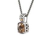 Sterling Silver Antiqued with 14K Accent Smoky Quartz Necklace