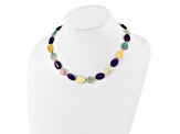 14K Yellow Gold Over Sterling Silver Amethyst, Fluorite, Jadeite 2-inch Extension Necklace