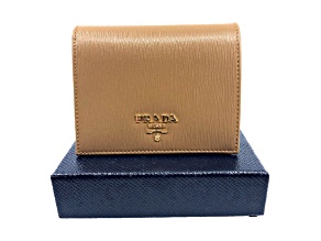 Prada Vitello Move Cipria Beige Leather Bifold Snap Wallet