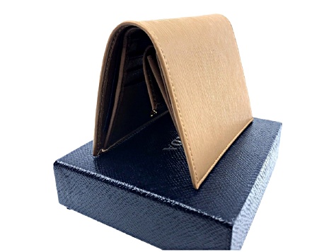 Prada Vitello Move Cipria Beige Leather Bifold Snap Wallet