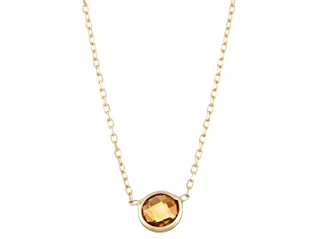 Picture of Yellow Citrine Solitaire 10K Yellow Gold Station Necklace 0.70ct