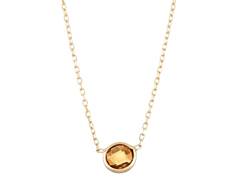 Yellow Citrine Solitaire 10K Yellow Gold Station Necklace 0.70ct