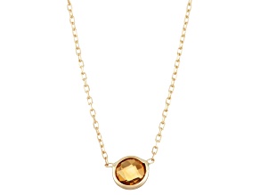 Round Citrine Solitaire 10K Yellow Gold Station Necklace 0.70ctw