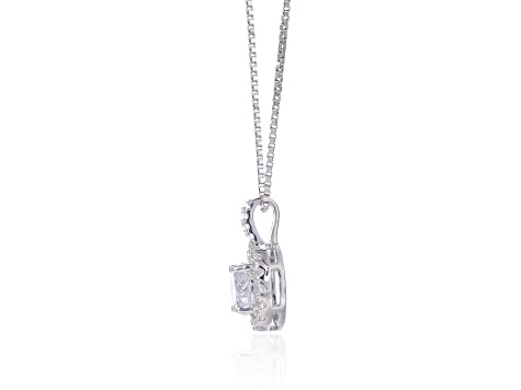 Round White Topaz Sterling Silver Pendant With Chain