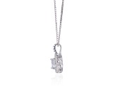 Round White Topaz Sterling Silver Pendant With Chain