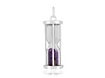 Amethyst Rhodium Over Sterling Silver Hourglass Sand Timer Pendant