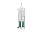 Emerald Rhodium Over Sterling Silver Hourglass Sand Timer Pendant