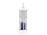 Blue Sapphire Rhodium Over Sterling Silver Hourglass Sand Timer Pendant