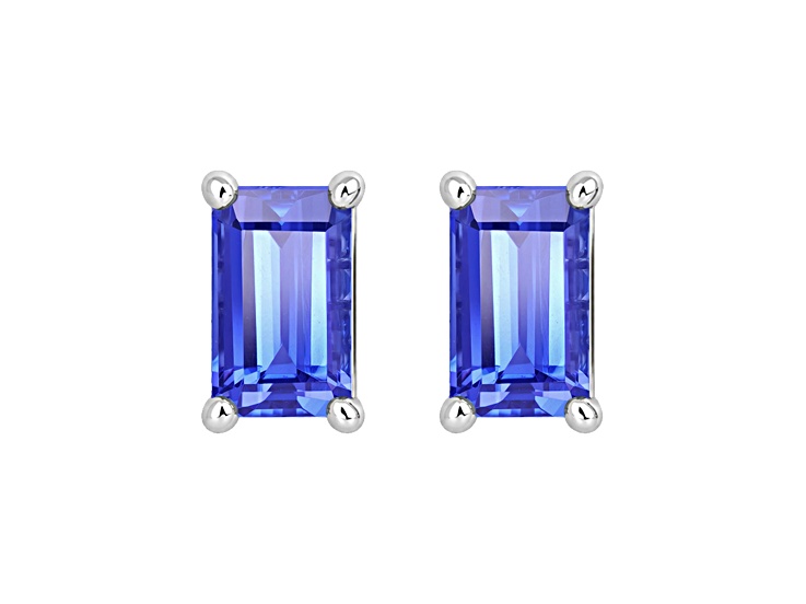 Blue Tanzanite Rhodium Over 14k White Gold Earrings 0.65ctw