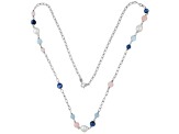 Judith Ripka Multi-Gemstone and Cultured Freshwater Pearl Rhodium Over Sterling Silver Necklace