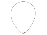 Rhodium Over Sterling Silver Lab Created Ruby and Cubic Zirconia Heartbeat Necklace