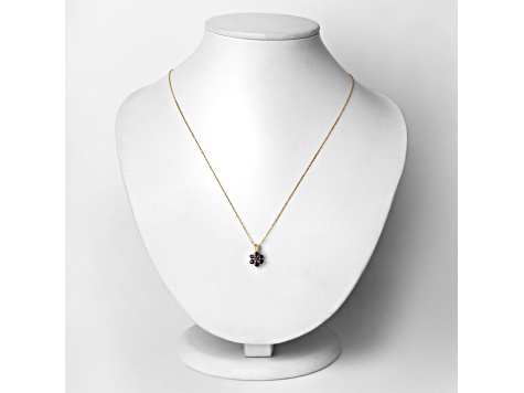 Blue Sapphire and White Diamond 10K Yellow Gold Floral Necklace 0.43ctw