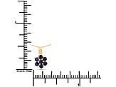 Blue Sapphire and White Diamond 10K Yellow Gold Floral Necklace 0.43ctw