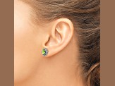 Sterling Silver with 14K Accent Antiqued Peridot Post Earrings