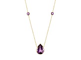 Purple Amethyst 14K Yellow Gold Station Necklace 8.46ctw