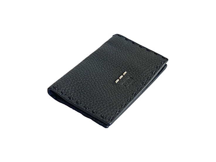 【関税&送料込】Fendi Selleria Wallet Fendi Selleria Gray Calf Leather Vertical Bifold Wallet