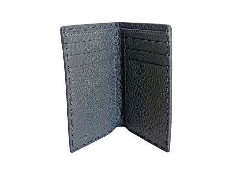 Fendi Selleria Gray Calf Leather Vertical Bifold Wallet