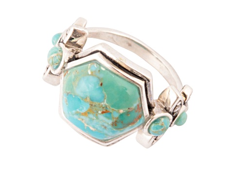 Barse Barse Jewelry 15x12mm, 4mm & 3mm Blue Turquoise Sterling Silver Emile ...