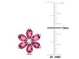 4.80ctw Pink Topaz And Diamond Accent 10k White Gold Floral Stud Earrings