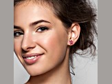 4.80ctw Pink Topaz And Diamond Accent 10k White Gold Floral Stud Earrings