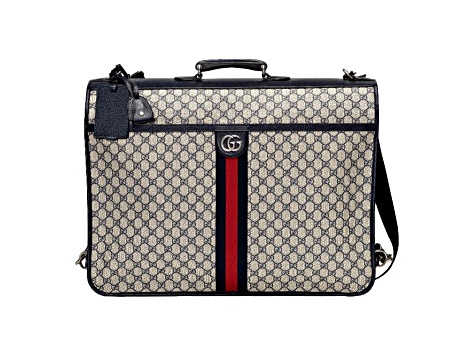 Gucci GG Supreme Canvas Blue Web Stripe Leather Garment Bag