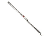 Stainless Steel Polished with Red Enamel 9.5-inch Medical ID Bracelet