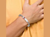 Stainless Steel Polished with Red Enamel 9.5-inch Medical ID Bracelet