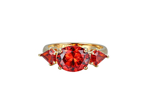 Red Cubic Zirconia 18k Yellow Gold Over Sterling Silver January Birthstone Ring 5.53ctw