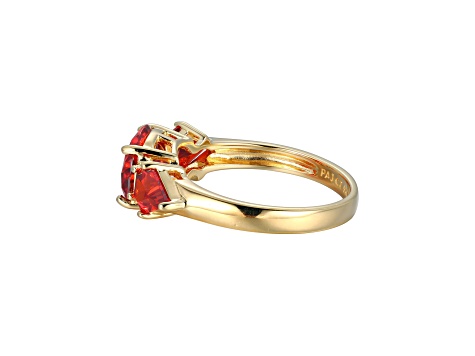 Red Cubic Zirconia 18k Yellow Gold Over Sterling Silver January Birthstone Ring 5.53ctw