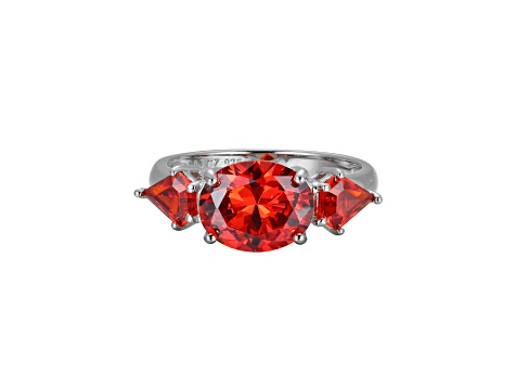 Red Cubic Zirconia Platinum Over Sterling Silver January Birthstone Ring 5.53ctw