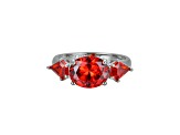 Red Cubic Zirconia Platinum Over Sterling Silver January Birthstone Ring 5.53ctw