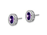 Rhodium Over 10k White Gold 0.9ctw Oval Amethyst February Birthstone Stud Earrings