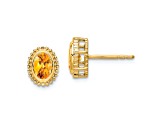 10k Yellow Gold 0.96ctw Oval Citrine November Birthstone Stud Earrings