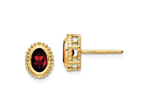 10k Yellow Gold 1.2ctw Oval Garnet January Birthstone Stud Earrings