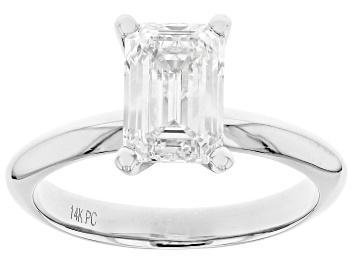 Picture of 14K White Gold Emerald Cut IGI Certified Lab Grown Diamond Solitaire Ring 2.0ct, F Color/VS1 Clarity