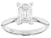 14K White Gold Emerald Cut IGI Certified Lab Grown Diamond Solitaire Ring 2.0ct, F Color/VS1 Clarity