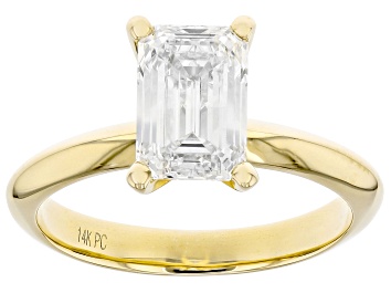 Picture of 14K Yellow Gold Emerald Cut IGI Certified Lab Grown Diamond Solitaire Ring 2.0ct, F/VS1