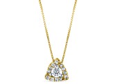 White Diamond 10k Yellow Gold Halo Slide Pendant With 18" Box Chain 0.25ctw