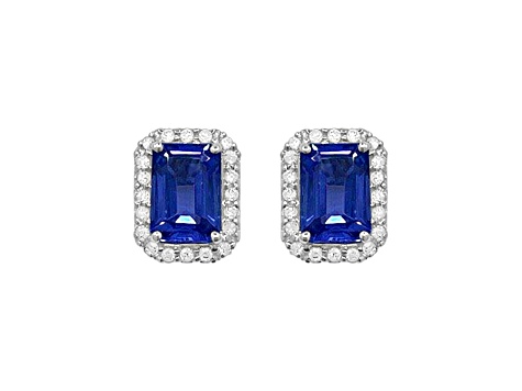 14K White Gold Tanzanite and Diamond Earrings  1.82ctw