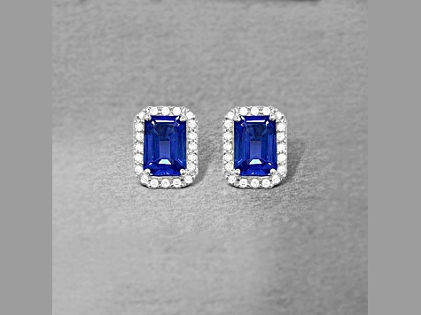 14K White Gold Tanzanite and Diamond Earrings  1.82ctw