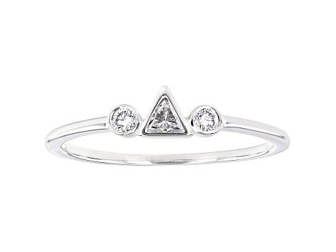 White Lab-Grown Diamond 14kt White Gold 3-Stone Ring 0.15ctw