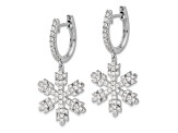 14K White Gold Diamond Snowflake Earrings