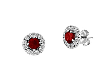 Picture of 1.05ctw Ruby and Diamond Halo Earring in 14k White Gold