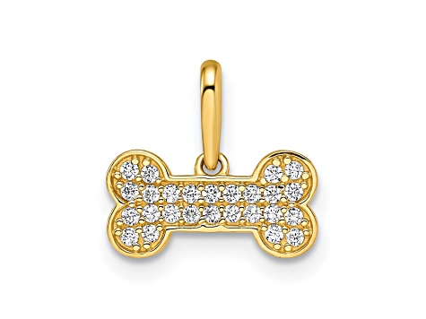 14K Yellow Gold Cubic Zirconia Dog Bone Pendant