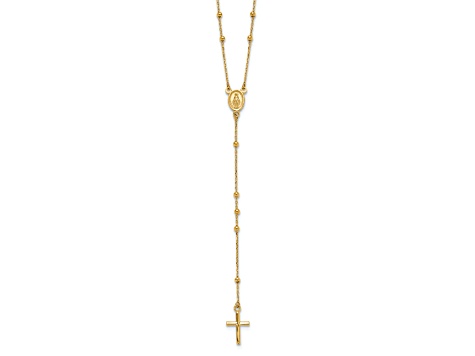 14K Yellow Gold Polished Rosary Necklace