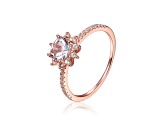 White Topaz 14K Rose Gold Over Sterling Silver Flower Design Ring, 1.42ctw